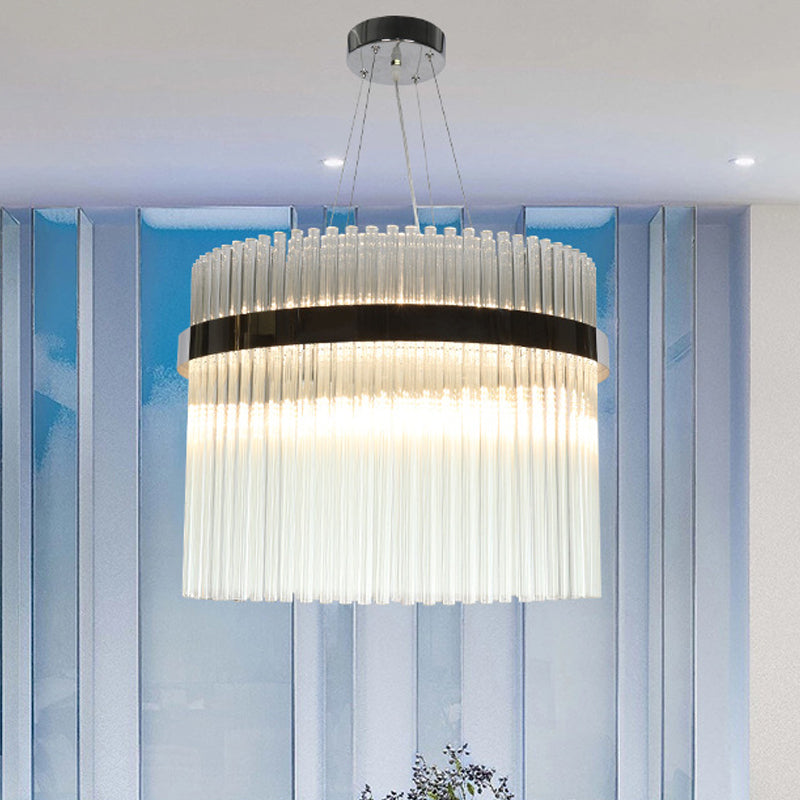 Modernist Crystal Pendant Ceiling Chandelier in Chrome - 13 Heads, Ideal for Living Room