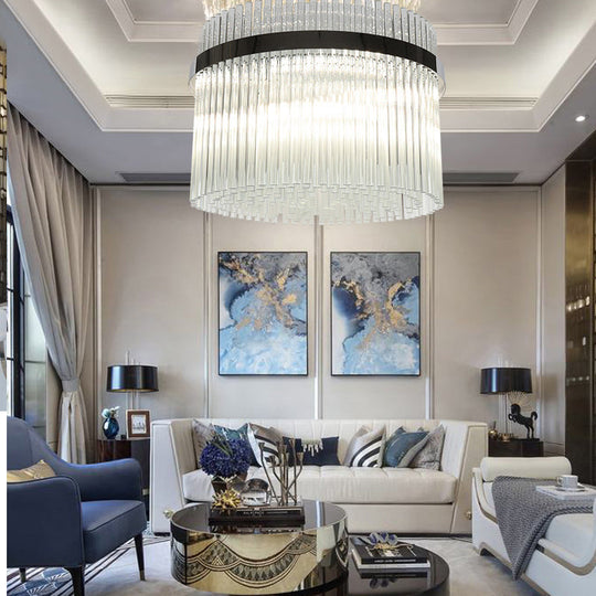 Modernist Crystal Pendant Ceiling Chandelier in Chrome - 13 Heads, Ideal for Living Room