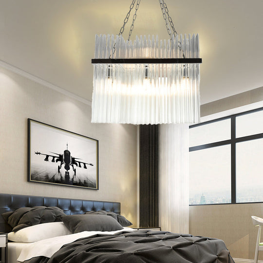 Contemporary Stainless-Steel Tube Chandelier - 10-Bulb Crystal Ceiling Hanging Light