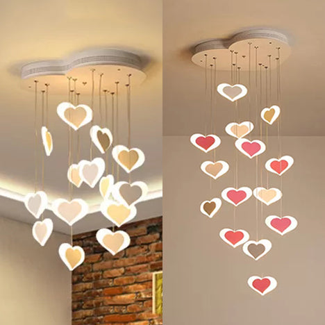 Romantic Acrylic Heart Pendant Lamp For Dining And Bedroom