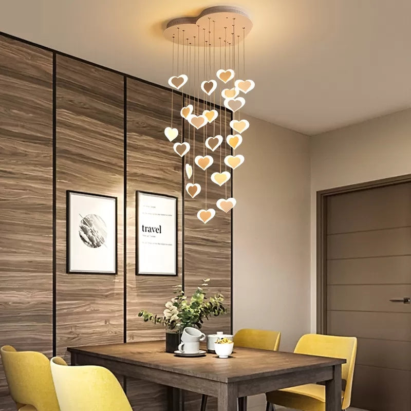 Modern Acrylic Heart Shaped Ceiling Pendant For Child Bedroom - Romantic Hanging Light White
