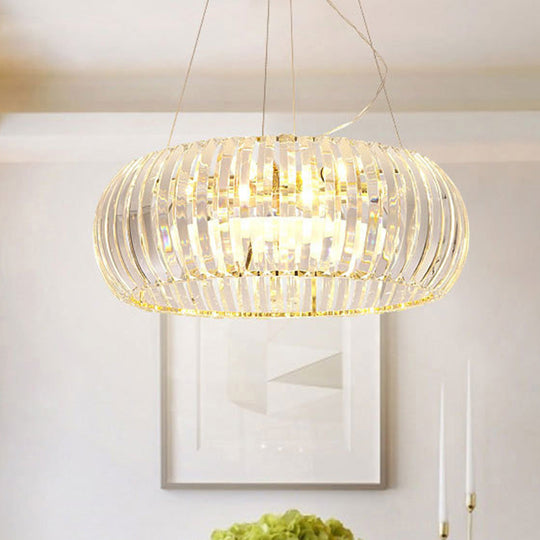 Donut Chandelier Crystal Pendant Light - Modernist Design 6/8 Bulbs Gold Suspension Warm/White