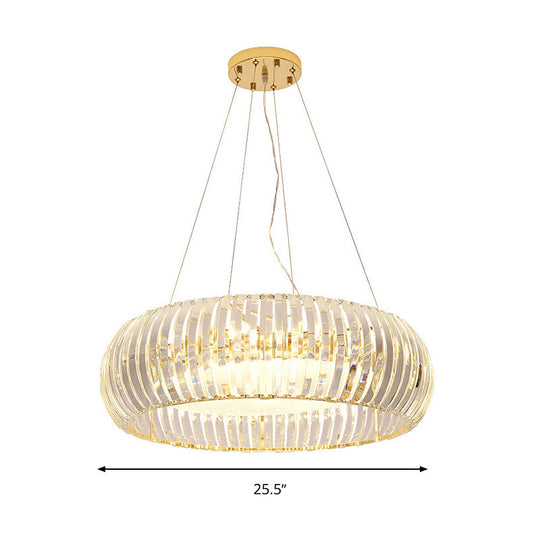 Donut Chandelier Crystal Pendant Light - Modernist Design 6/8 Bulbs Gold Suspension Warm/White