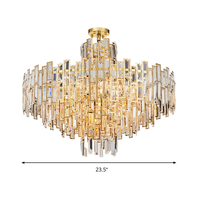 Contemporary Crystal Tiered Hanging Chandelier - 8/13 Heads 23.5/31.5 Gold Light For Living Room