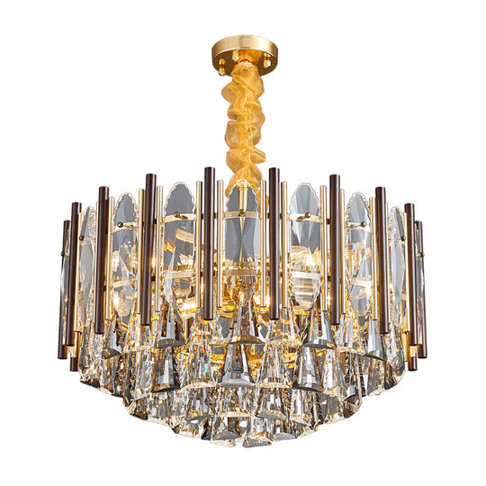 Contemporary Crystal Cylinder Pendant Chandelier - Black Ceiling Hanging Light Multiple Heads