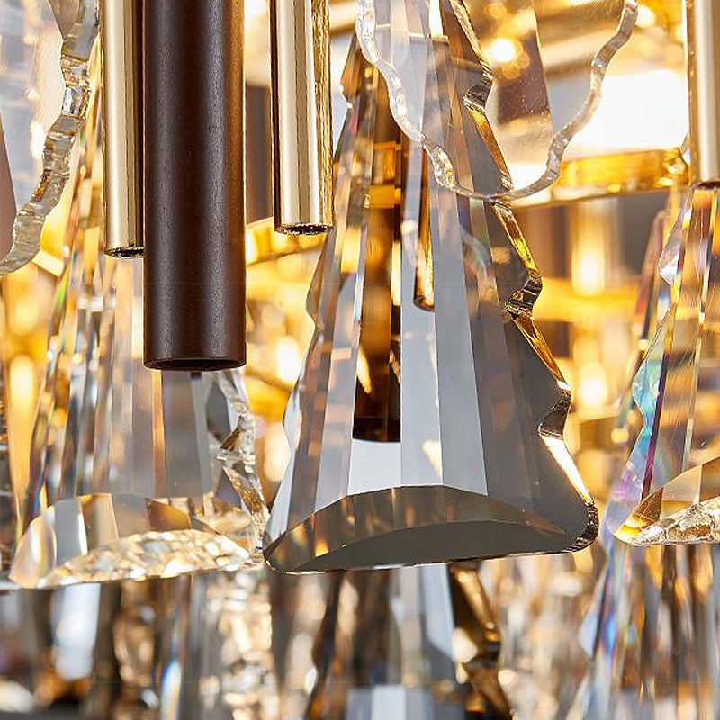 Contemporary Crystal Cylinder Pendant Chandelier - Black Ceiling Hanging Light Multiple Heads