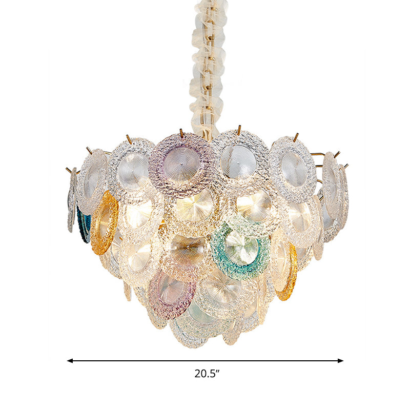 Modern Cut Crystal Conical Chandelier Pendant Light With 12 Bulbs Brass Suspension - 20.5/25.5 Wide