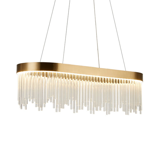 Modern Tubular Crystal Chandelier Lamp - LED Brass Pendant Light in Warm/White - 23.5"/31.5"/39" Wide