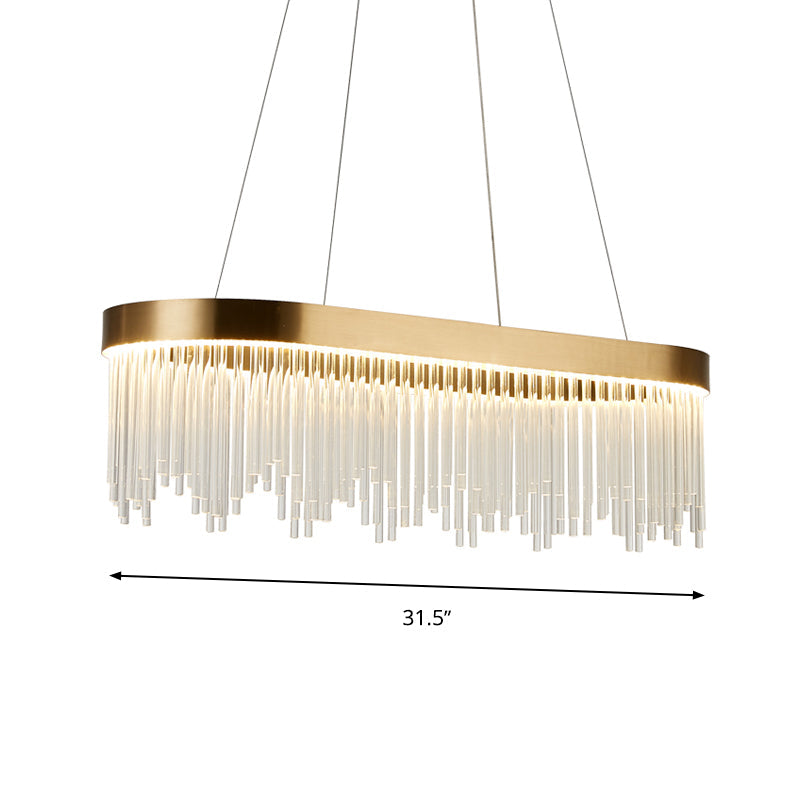 Modern Crystal Tubular Chandelier Lamp - Led Brass Pendant Light In Warm/White Sizes 23.5/31.5/39