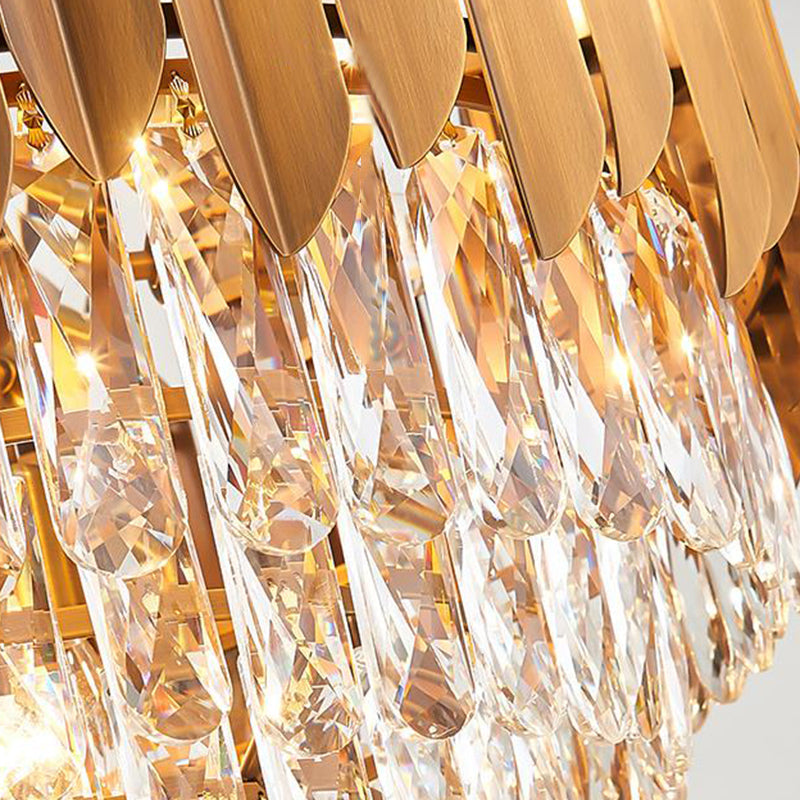 Postmodern Faceted Crystal Cone Chandelier Pendant Light