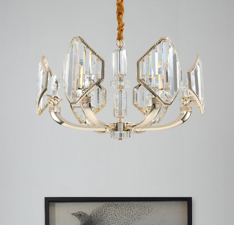 Sputnik Crystal Chandelier Light: Elegant 6-Head Gold Pendant Ceiling Fixture