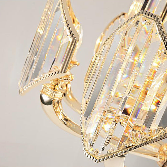 Simplistic Sputnik Chandelier: 6-Headed Crystal Pendant In Gold