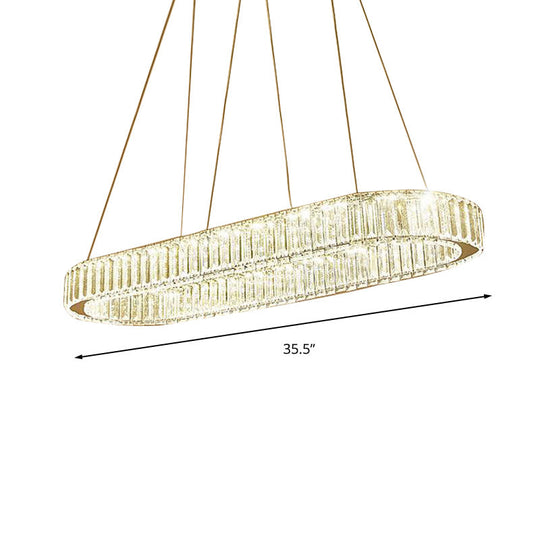 Modern Chrome Oval Hanging Led Chandelier Pendant Light - 27.5/35.5 Wide