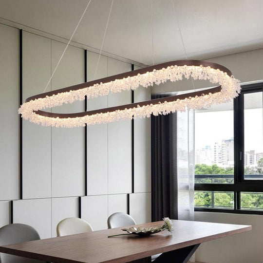 Contemporary Crystal Led Chandelier With Brown Oval Suspension And Multiple Light Options / Natural
