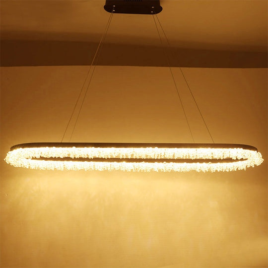 Contemporary Crystal Led Chandelier With Brown Oval Suspension And Multiple Light Options / Warm