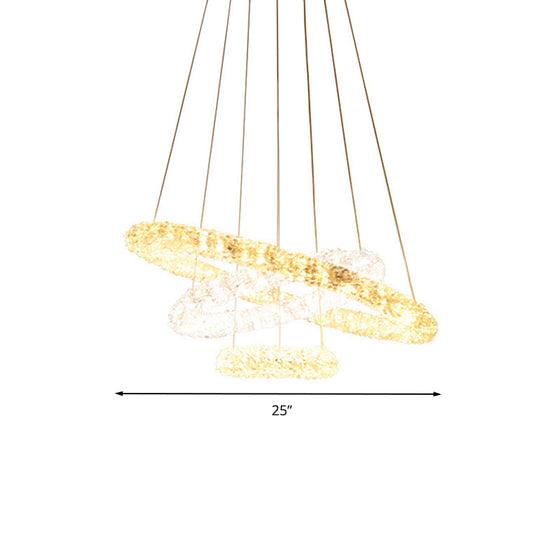 Chrome LED Chandelier Lamp: Simple Crystal Beaded Pendant Light Fixture, Warm/White/Natural Light