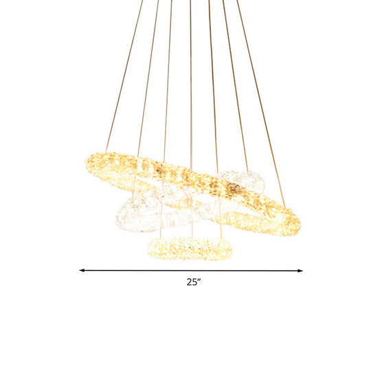 Chrome Led Crystal Beaded Pendant Light - Modern Chandelier Lamp (Warm/White/Natural Light)