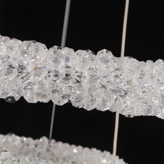 Chrome Led Crystal Beaded Pendant Light - Modern Chandelier Lamp (Warm/White/Natural Light)