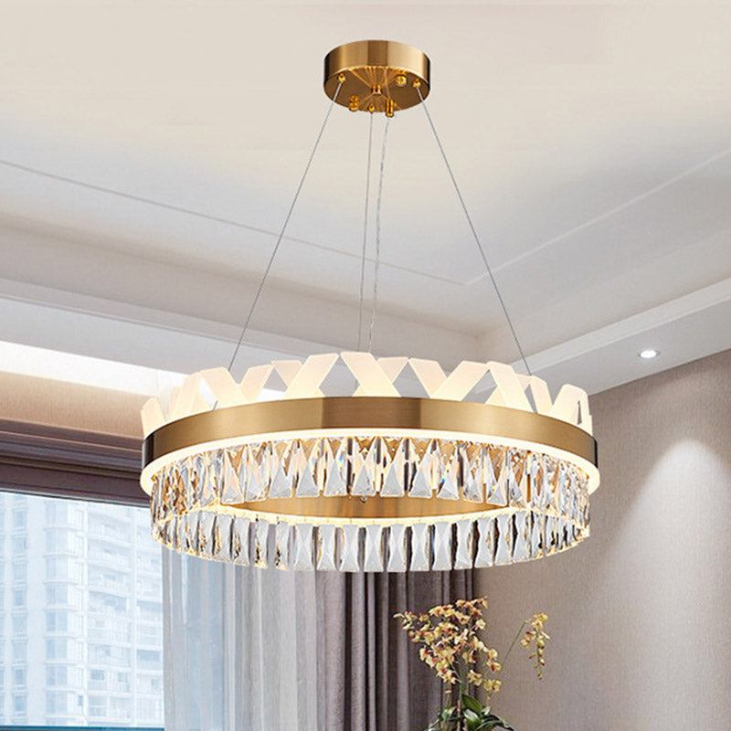 Led Circle Living Room Chandelier Pendant Light Fixture In Gold/Black