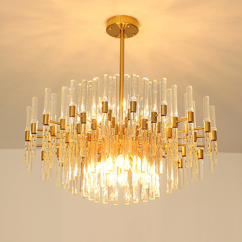 Modern Round Crystal Pendant Ceiling Light With 8 Gold Chandelier Lamps