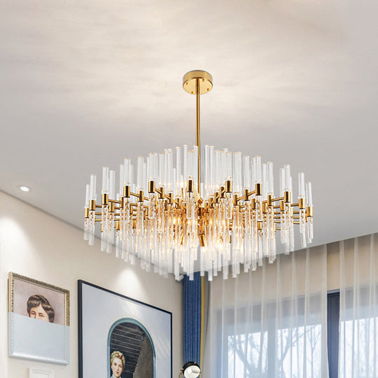 Modern Round Crystal Pendant Ceiling Light With 8 Gold Chandelier Lamps