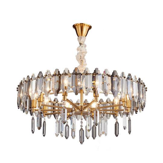 Postmodern Circle Crystal Pendant Light Fixture - 8/10 Gold Heads