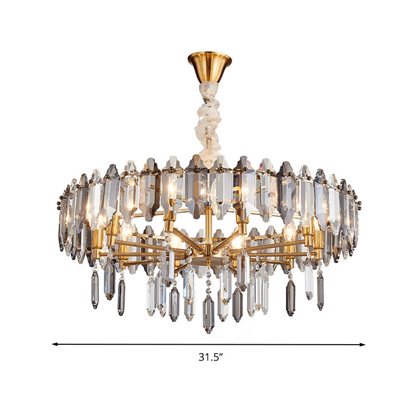 Postmodern Circle Crystal Pendant Light Fixture - 8/10 Gold Heads