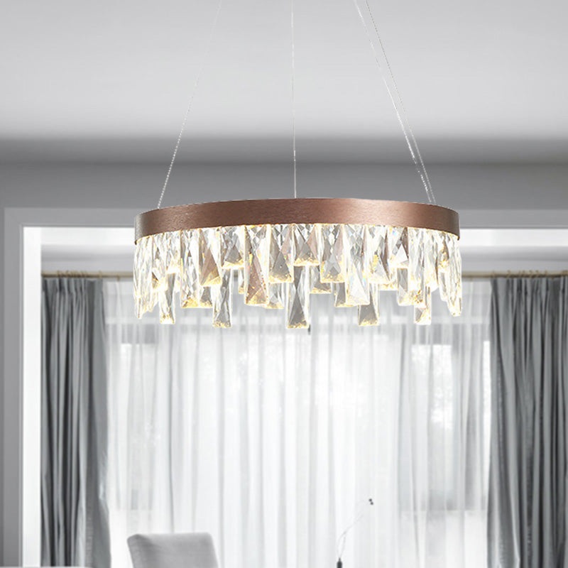 Brown Led Crystal Block Chandelier Light Contemporary Suspension For Living Room 16/23.5/31.5 Wide /