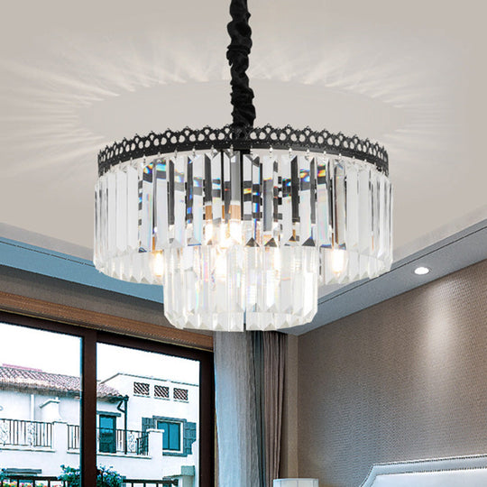 Modern Swirl Crystal Chandelier Light Fixture - 2/3 Tiers 4/9 Lights Clear Hanging Ceiling 4 / A