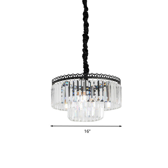 Modern Swirl Crystal Chandelier Light Fixture - 2/3 Tiers 4/9 Lights Clear Hanging Ceiling