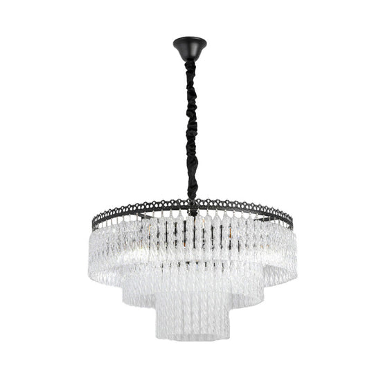 Modern Swirl Crystal Chandelier Light Fixture - 2/3 Tiers 4/9 Lights Clear Hanging Ceiling
