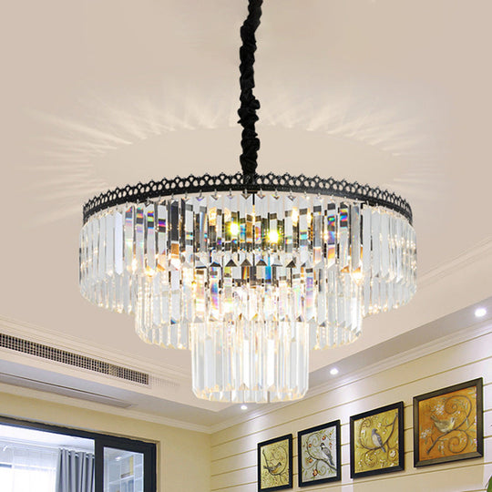 Modern Swirl Crystal Chandelier Light Fixture - 2/3 Tiers 4/9 Lights Clear Hanging Ceiling 9 / A