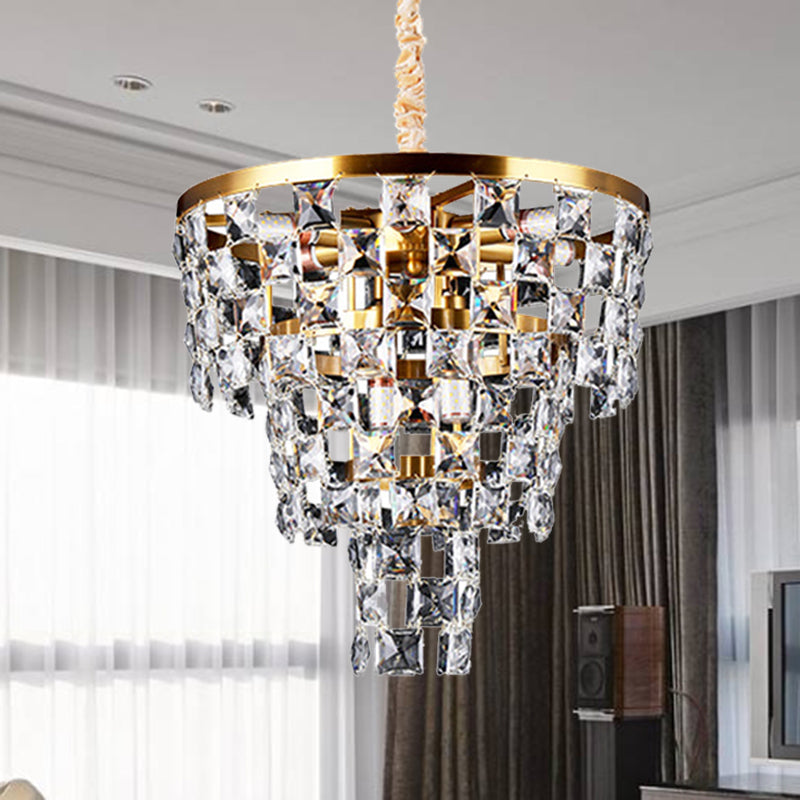 Postmodern Gold Tapered Chandelier With K9 Crystal Ceiling Suspension - 8/11 Lights 8 /