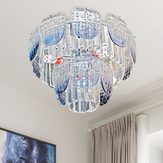 Faceted Crystal Hanging Light Kit - Modern 5/10 Blue Pendant Chandelier