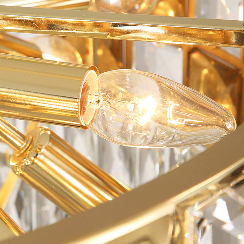 Modern Gold Crystal Chandelier - 10 Head Oval Suspension Light Fixture