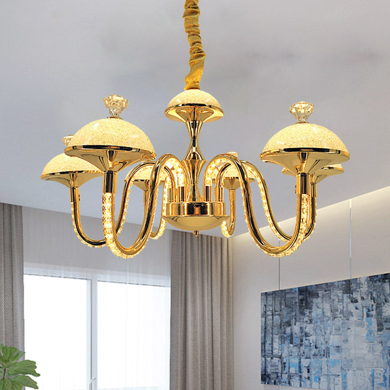 Modern K9 Crystal Pendant Chandelier With Frosted Glass Shade