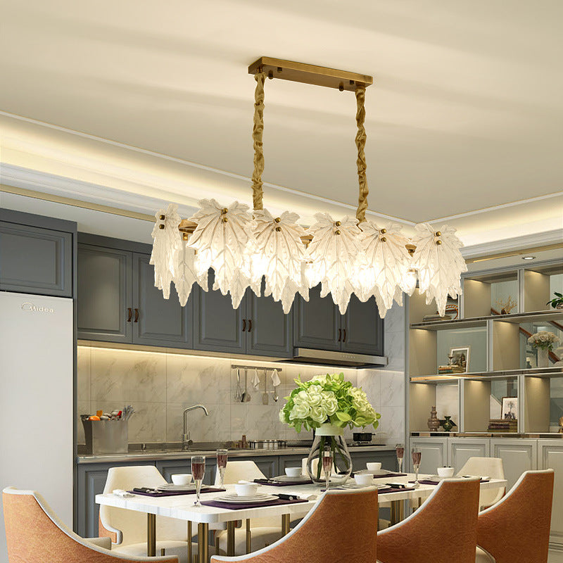 Modern White Glass Pendant Light With 5 Led Heads For Dining Room