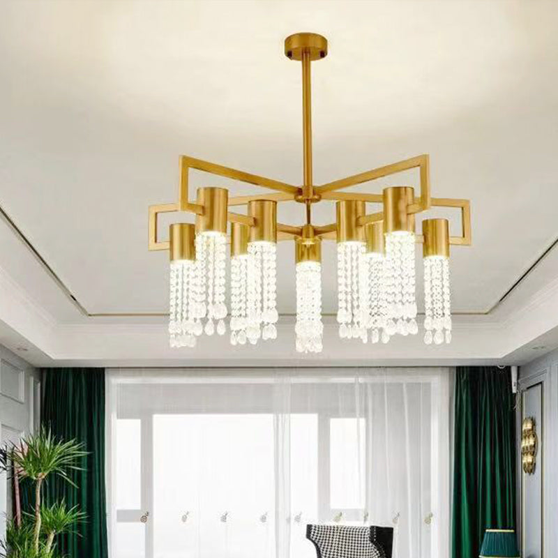 Modern 8/10 Bulb LED Gold Crystal Pendant Chandelier for Bedroom
