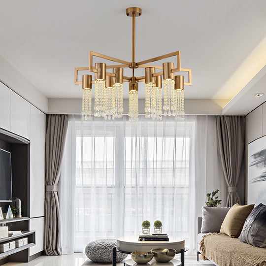 Modern Clear Crystal Pendant Chandelier With Led Lights - Gold Hanging Ceiling Light For Bedroom