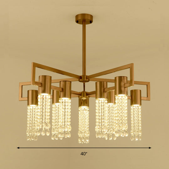 Modern Clear Crystal Pendant Chandelier With Led Lights - Gold Hanging Ceiling Light For Bedroom