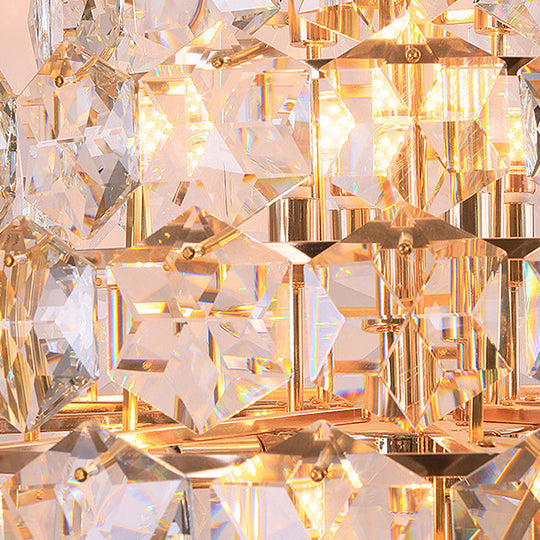 Modern Teardrop Hanging Chandelier - Clear Crystal Glass 12 Bulbs Led Pendant Ceiling Light Gold