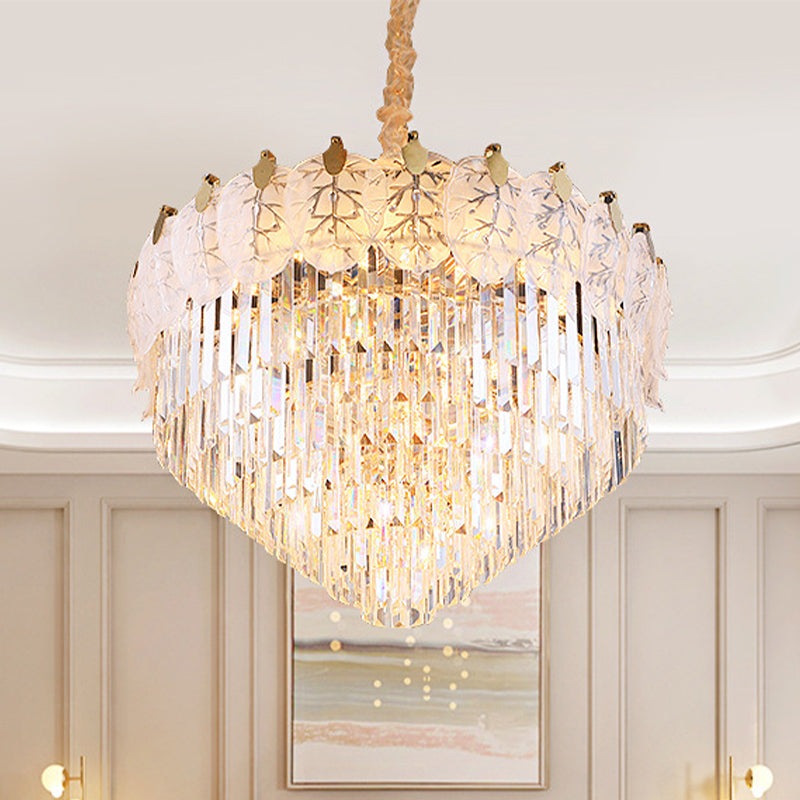 Modern Led Crystal Chandelier | 14 Lights Tiered Hanging Living Room Ceiling Lamp