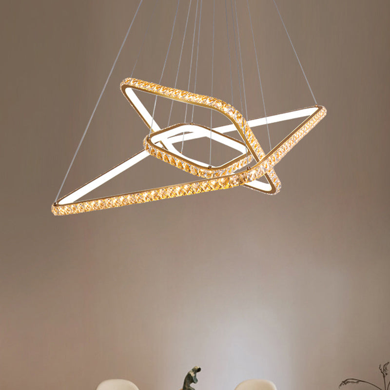 Modernism 3-Tier Gold Chandelier with Clear Crystal LED Pendant - Restaurant Lighting in 3 Colors