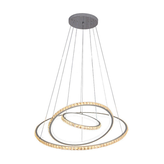 Modern Crystal LED Gold 3-Tier Chandelier Light Fixture with Dual Color Options