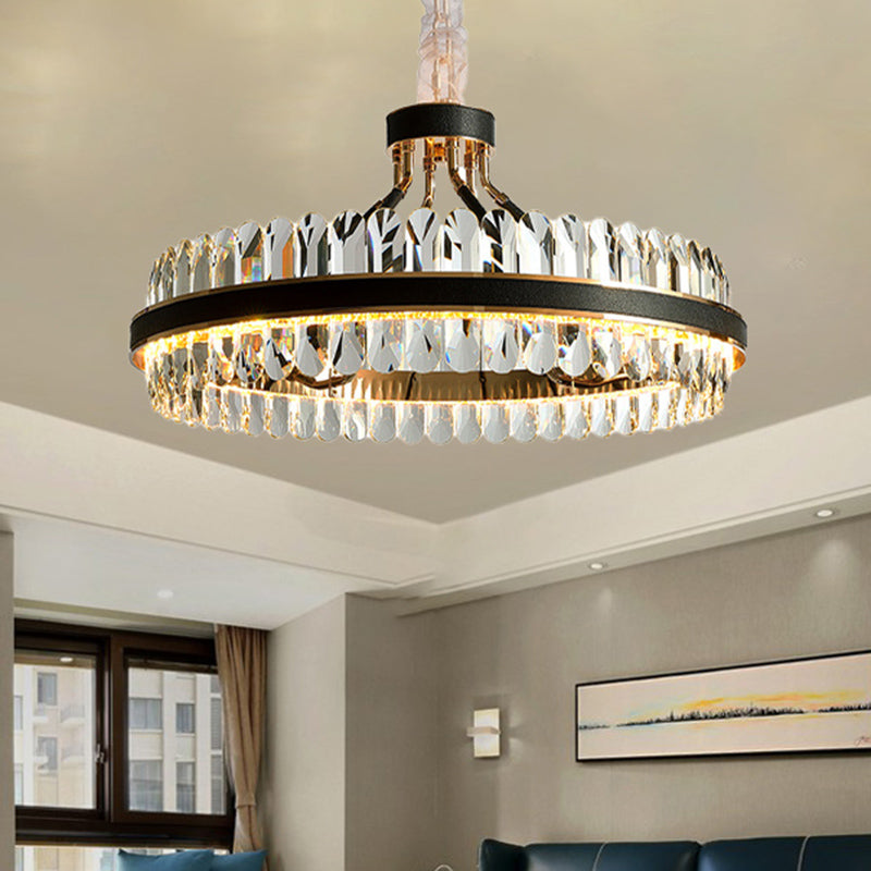 Modern LED Black Crystal Chandelier for Living Room - Stylish Pendant Lighting Fixture