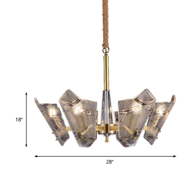Modern Scrolled Crystal Chandelier Light Fixture - 6 Head Pendant For Kitchen