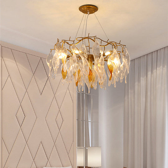 Modern Crystal Spiral Chandelier - 6-Light Gold Led Pendant For Dining Room