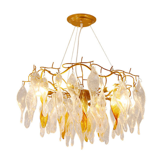 Modern Crystal Spiral Chandelier - 6-Light Gold Led Pendant For Dining Room