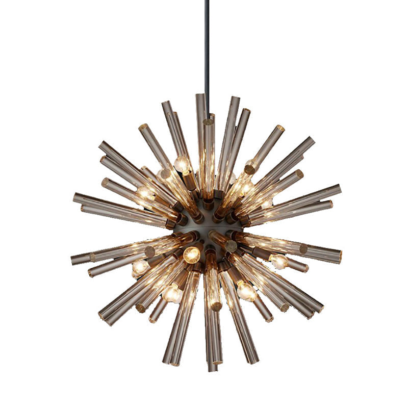 9-Bulb Living Room Chandelier Lighting Modern Brass Pendant Light Fixture with Starburst Beveled Crystal Shade