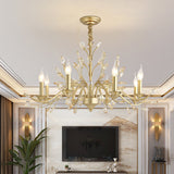Modern Crystal Pendant Chandelier With Brass Hanging Light - 5/6/8 Bulbs 22/27.5/31.5 Width / 31.5